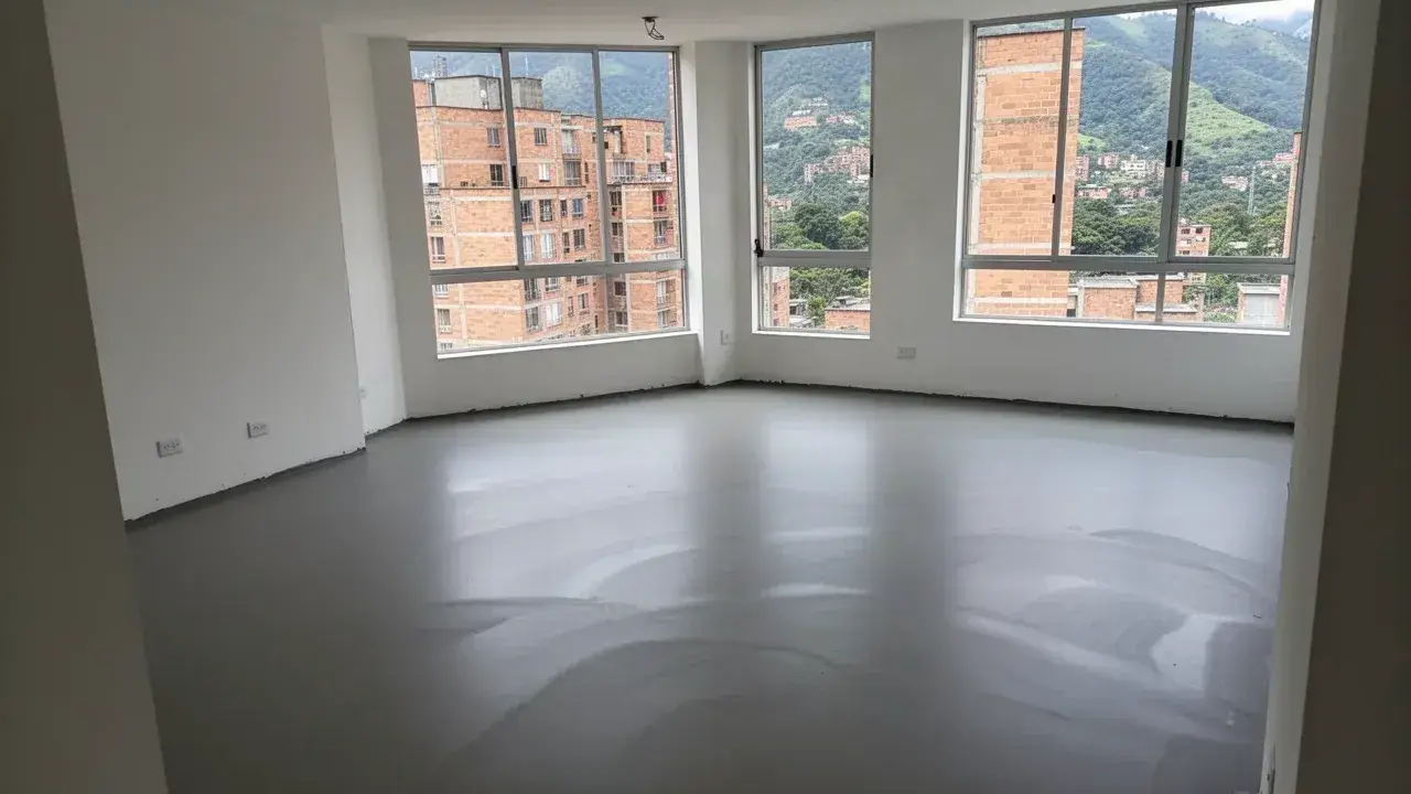 Contrapiso nivelado con autonivelante listo para piso nuevo