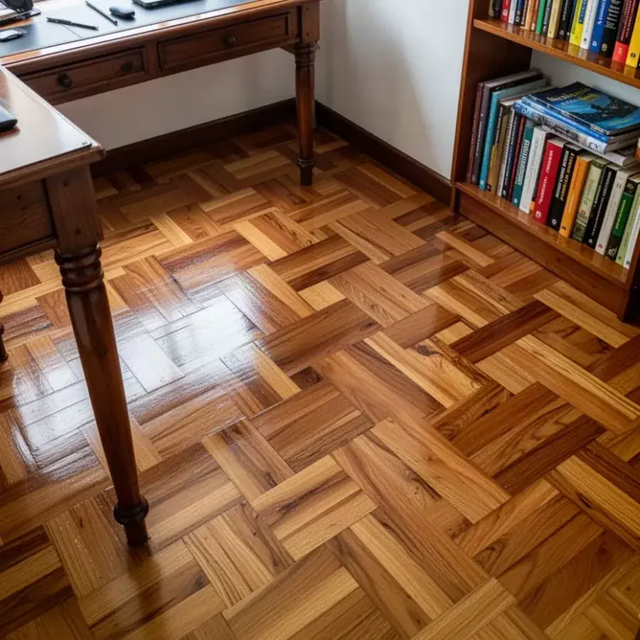 Parquet antiguo restaurado y lacado en estudio