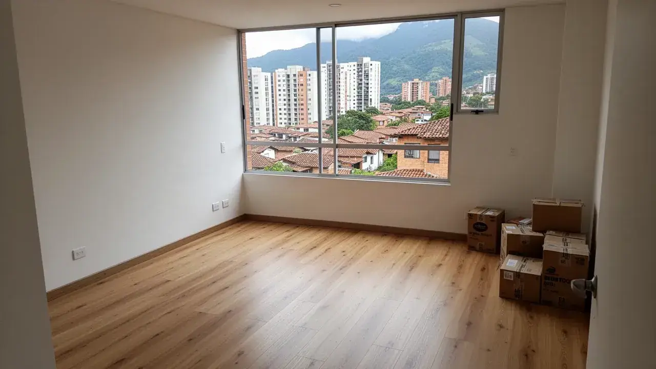 Piso laminado roble natural en apartamento nuevo de Envigado