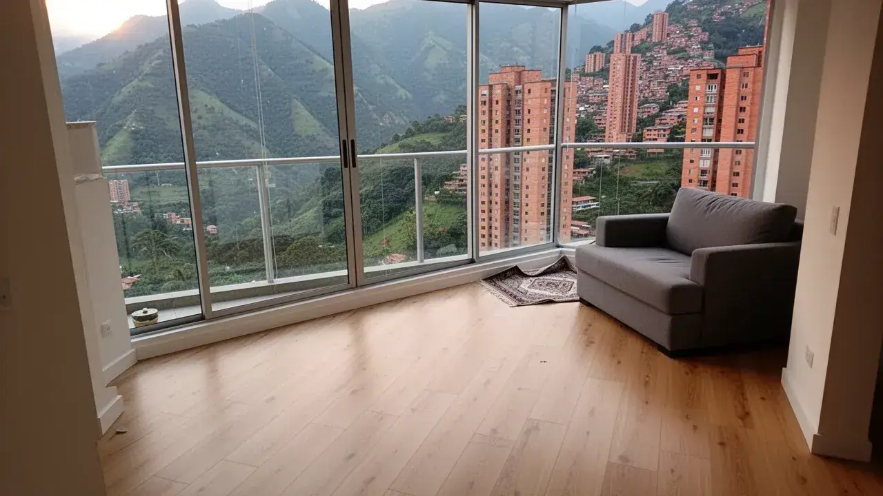 Piso SPC roble claro instalado en apartamento de El Poblado