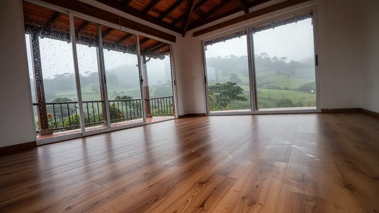 Piso SPC tono roble en casa campestre de Rionegro